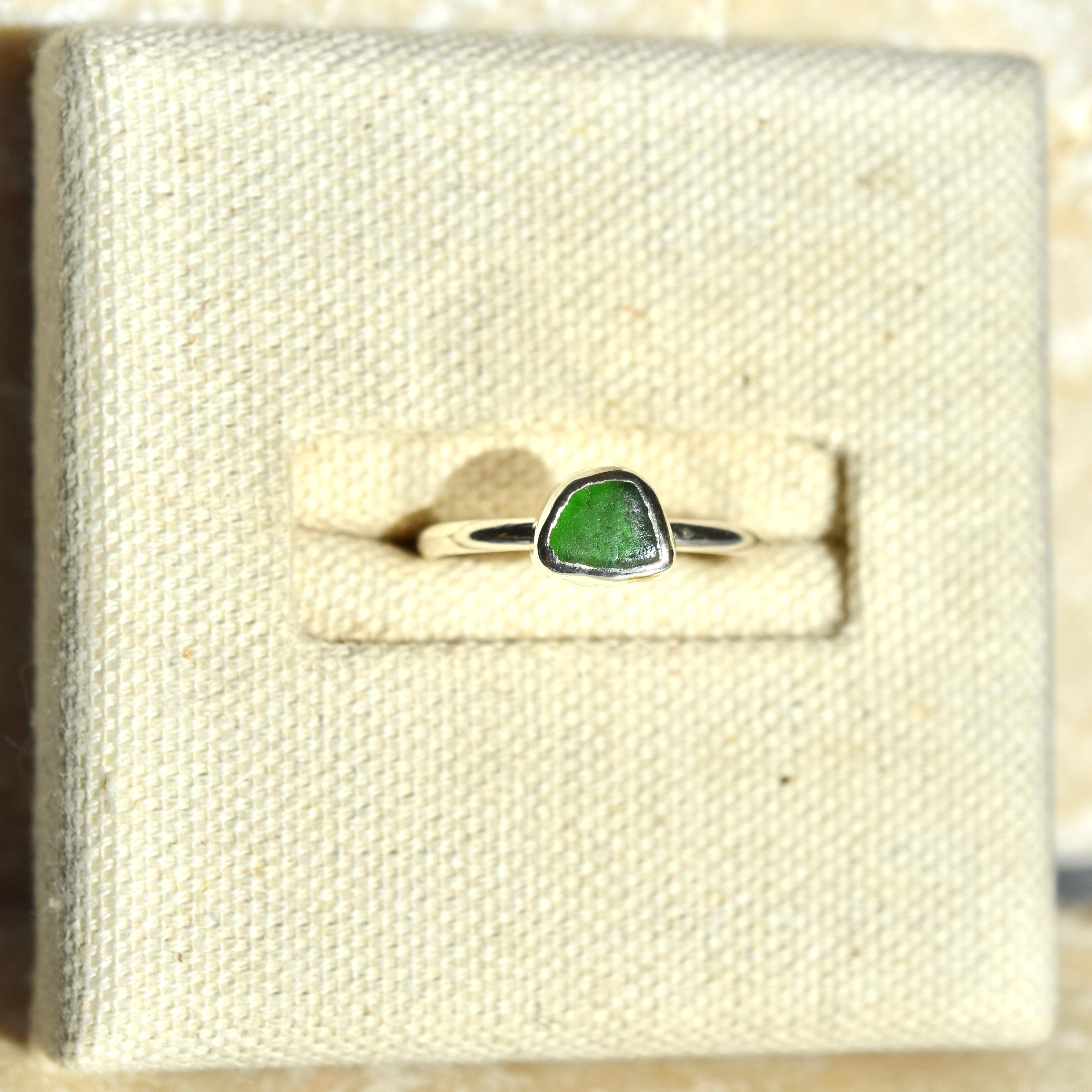 Green Sea Glass Ring | Size M