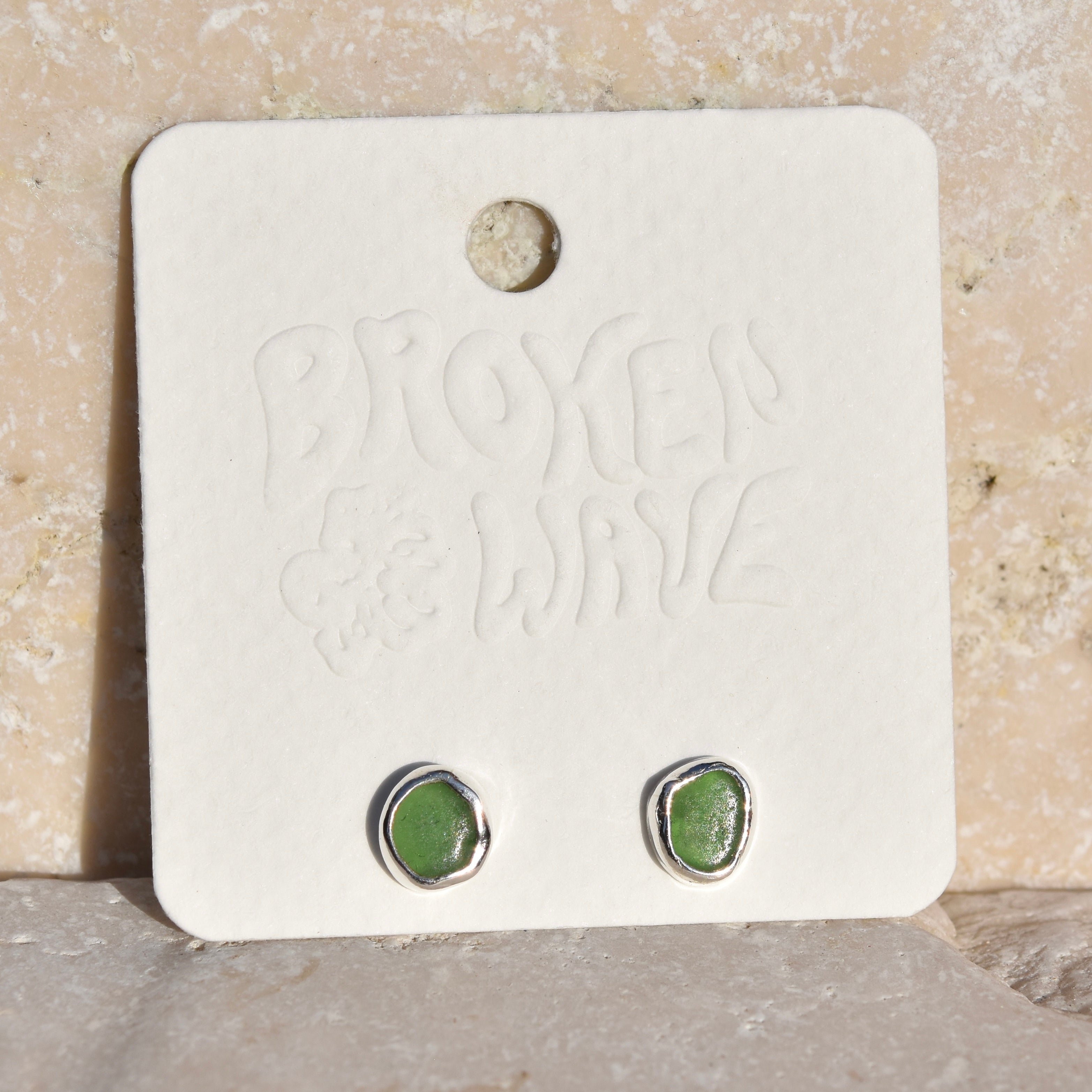 Emerald Green Sea Glass Studs