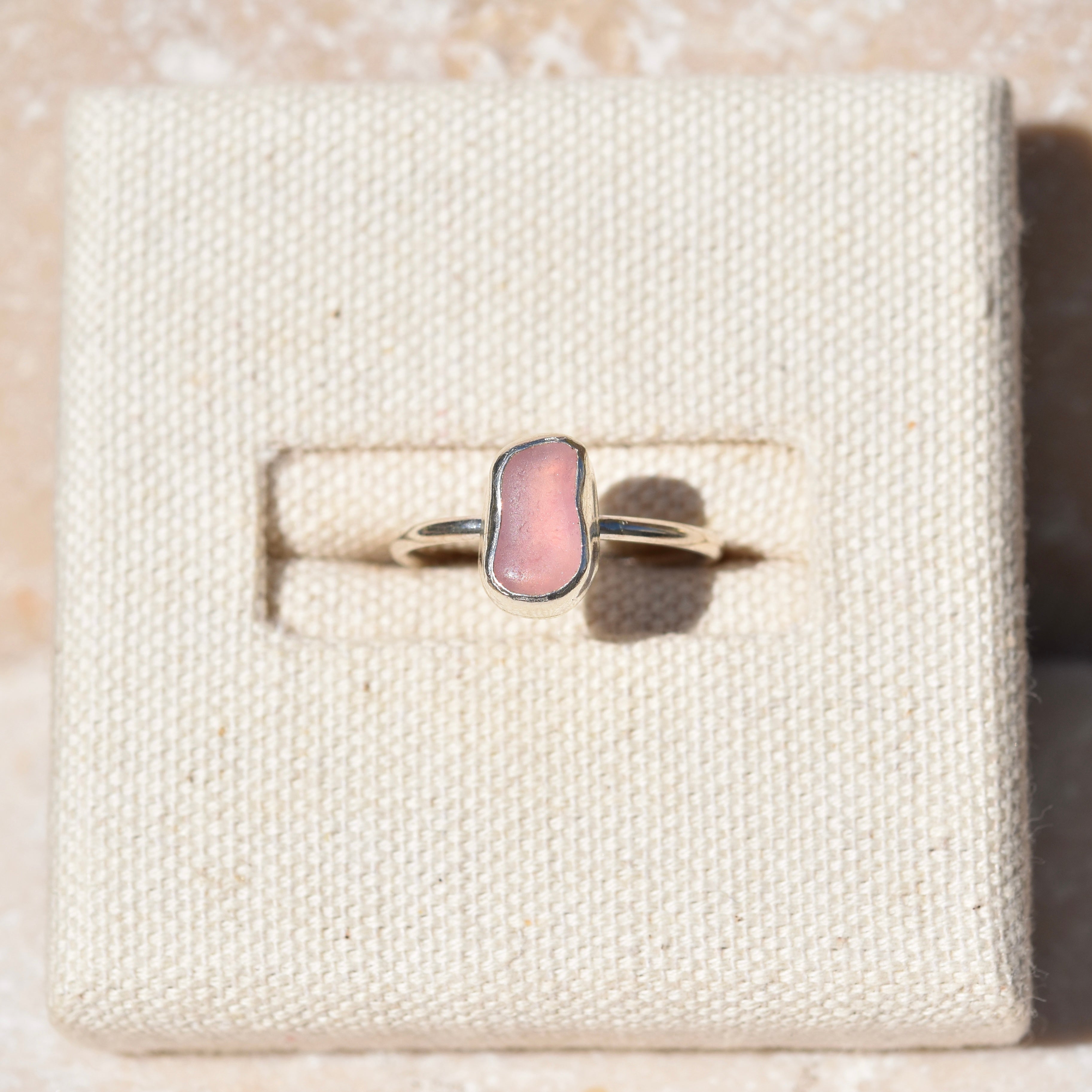 Rare Pink Sea Glass Ring | Size O