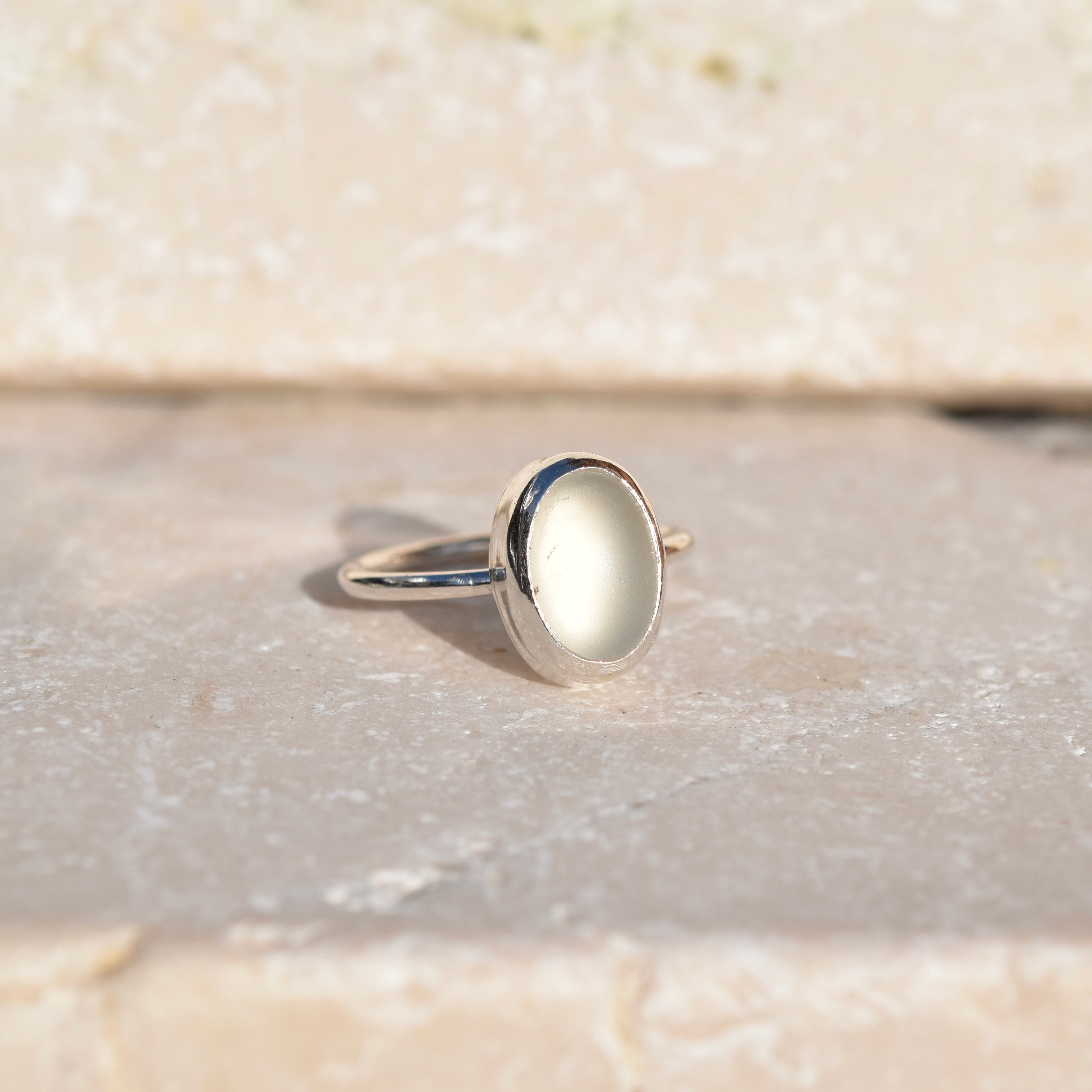 Clear White Sea Glass Ring | Size O