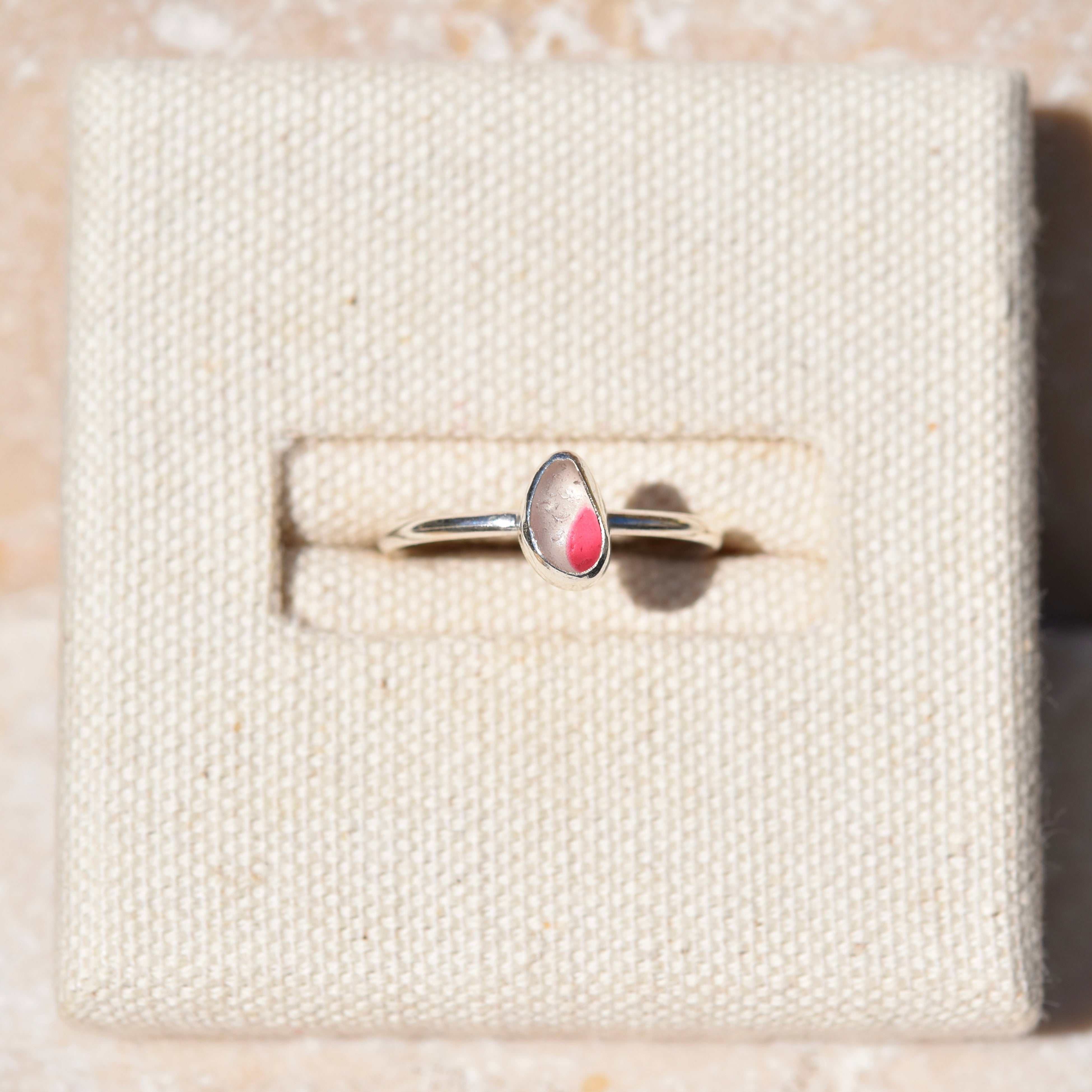 Rare Multi Pink Sea Glass Ring | Size Q