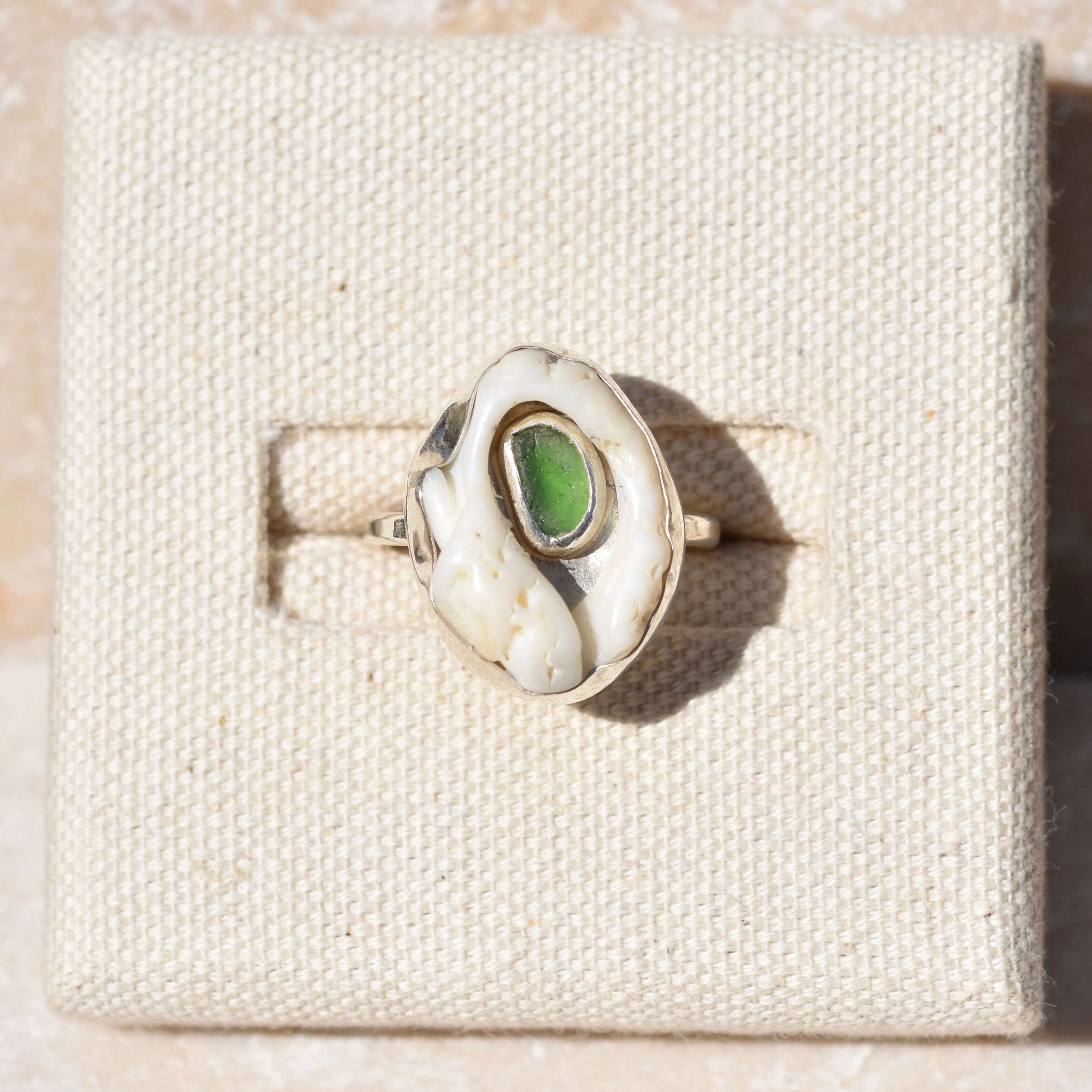 Sea Glass & Shell Ring | Size R