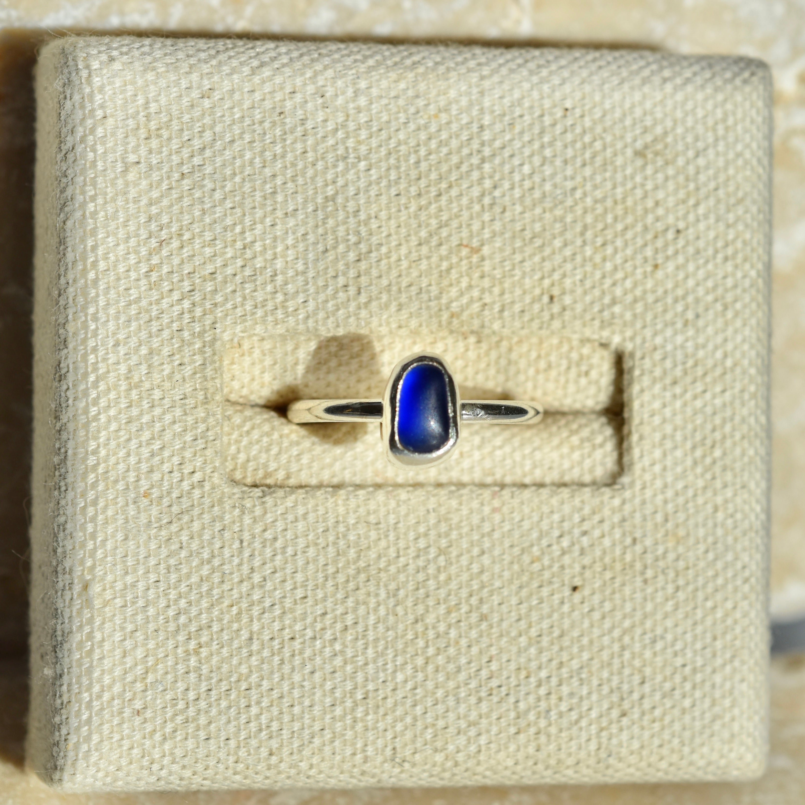 Cobalt Blue Sea Glass Ring | Size N