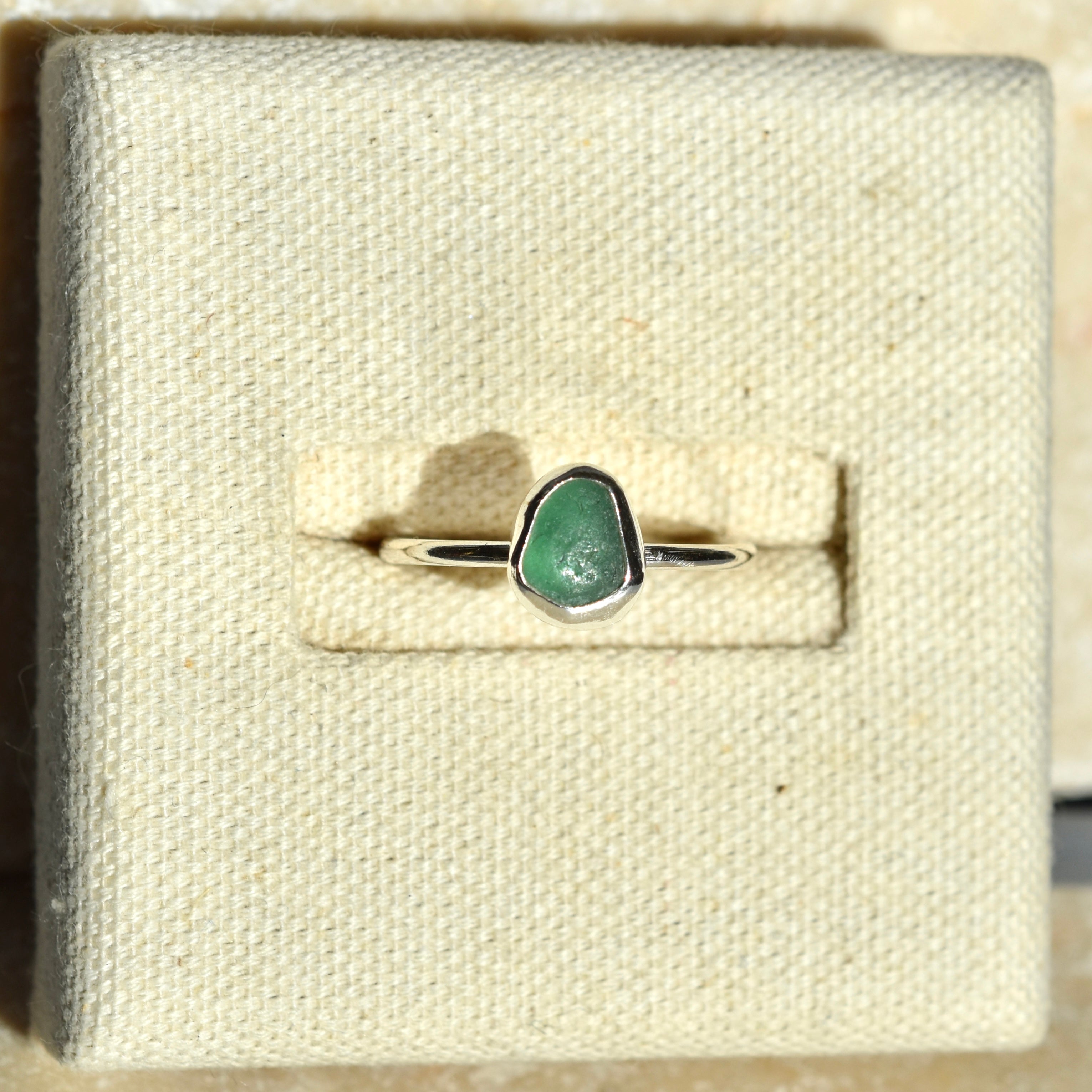 Aqua Sea Glass Ring | Size T