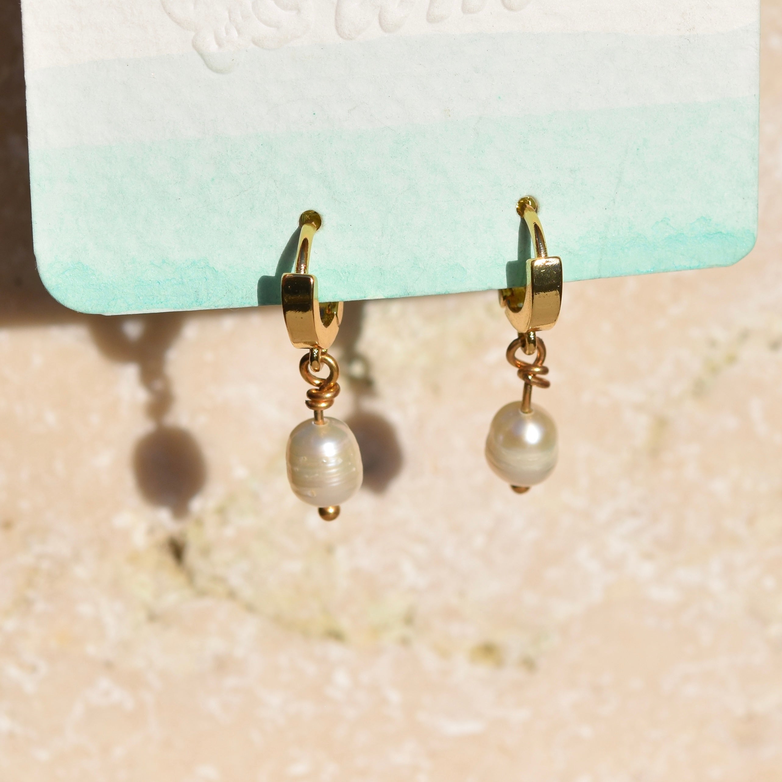 Fresh Water Pearl Huggie Earrings