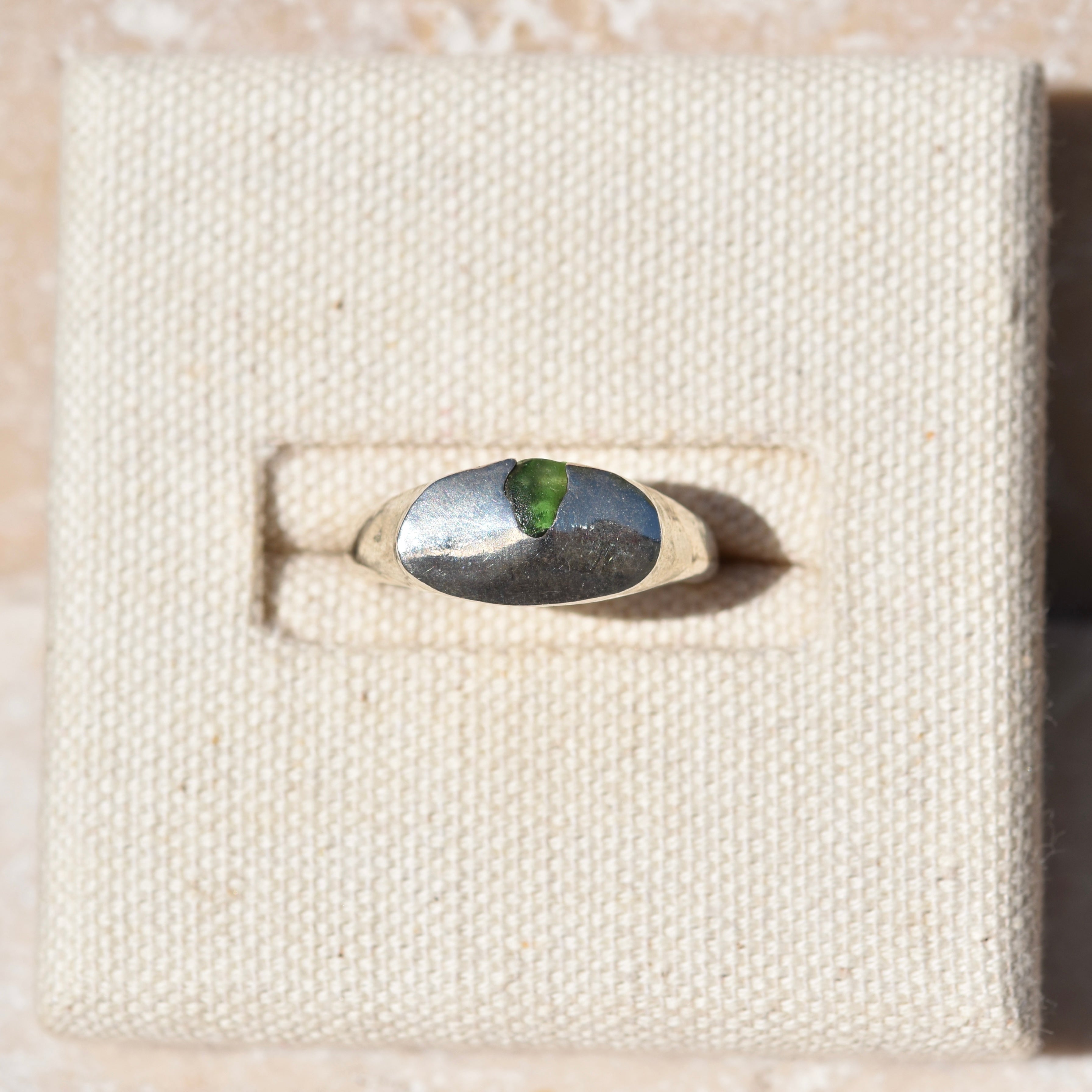 Sea Glass Casted Signet Ring | Size M